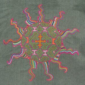 Peruvian Import Sun Embroidered Tunic Size S Boho Festival Tribal Hippie Art